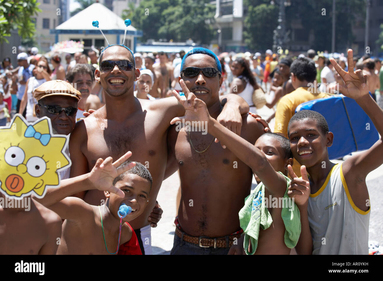 Au cours de fêtards carnaval de Rio de Janeiro Brésil Banque D'Images