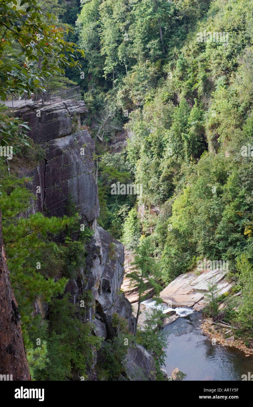 Falaise raide mène à la rivière des Gorges de Tallulah Tallulah au nord de la Géorgie, en USA Banque D'Images