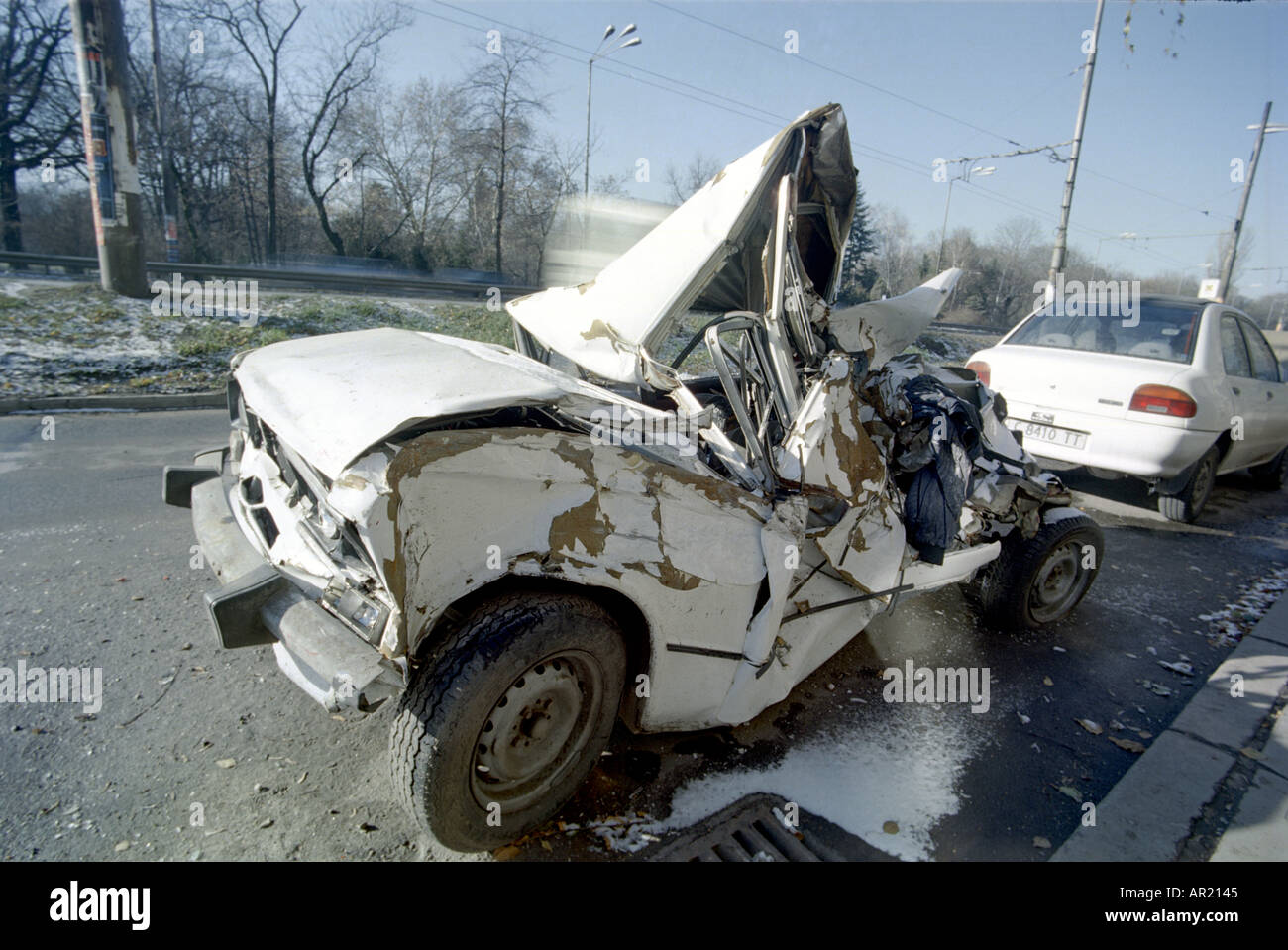 Brisé voiture à Sofia la capitale de la Bulgarie Banque D'Images