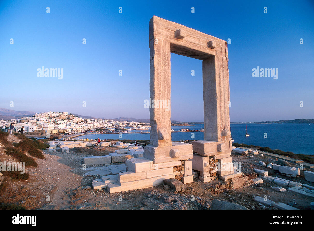 Porte de temple, Chora, Palatia, Naxos, Cyclades, sud de la mer Egée, Grèce Banque D'Images