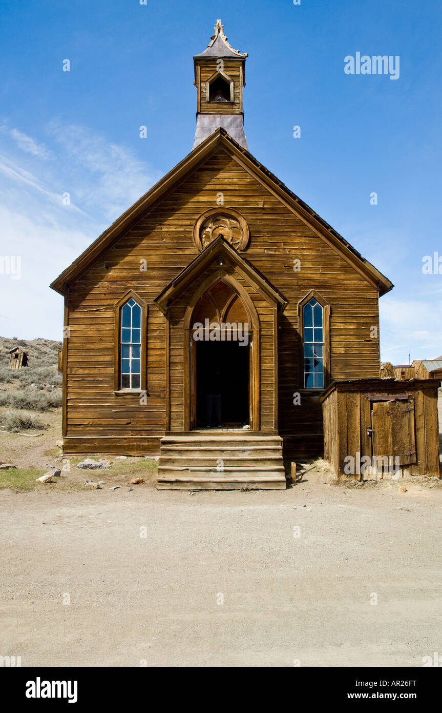 Ancienne église en bois à Bodie State Park, Californie Banque D'Images