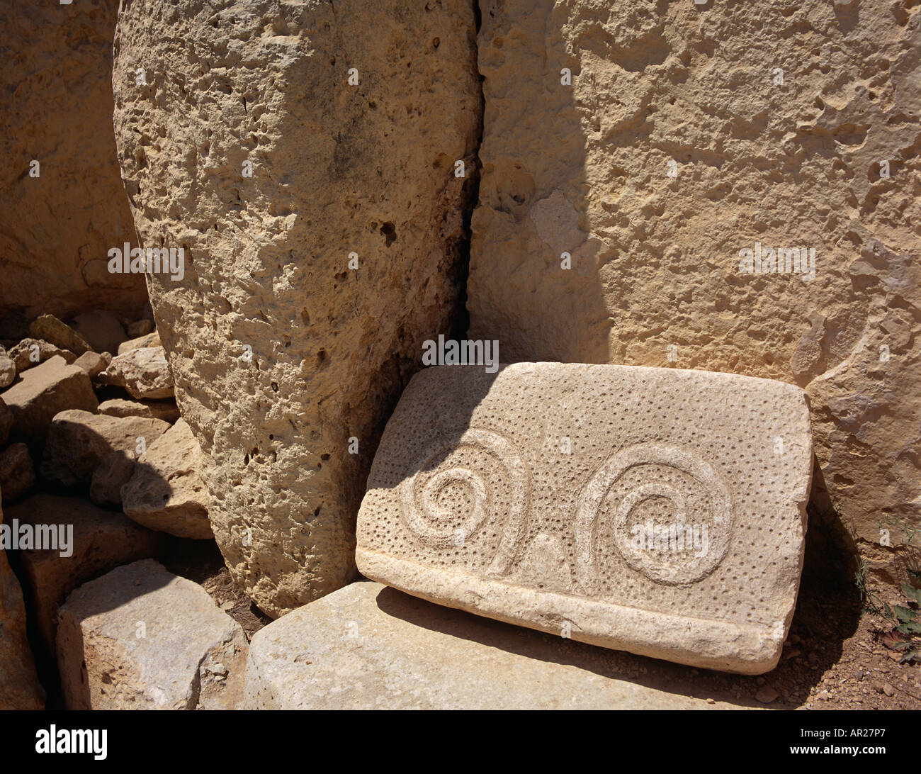 Hagar Qim, Gozo Malte Mer Méditerranée Europe Banque D'Images