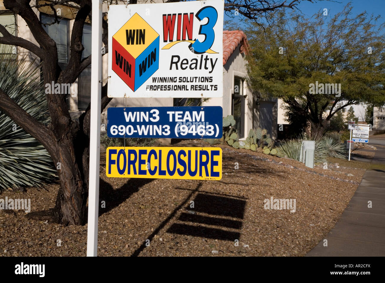 Tucson Arizona une maison pour la vente après une forclusion Banque D'Images