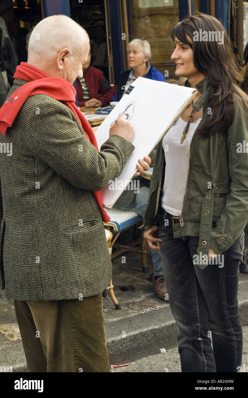 Artiste Peintre à Montmartre, Paris, France Banque D'Images