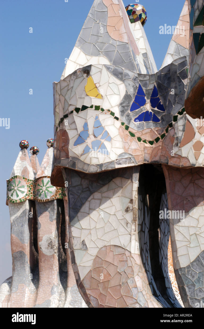 Mur de carreaux de mosaïque de Gaudi Banque D'Images