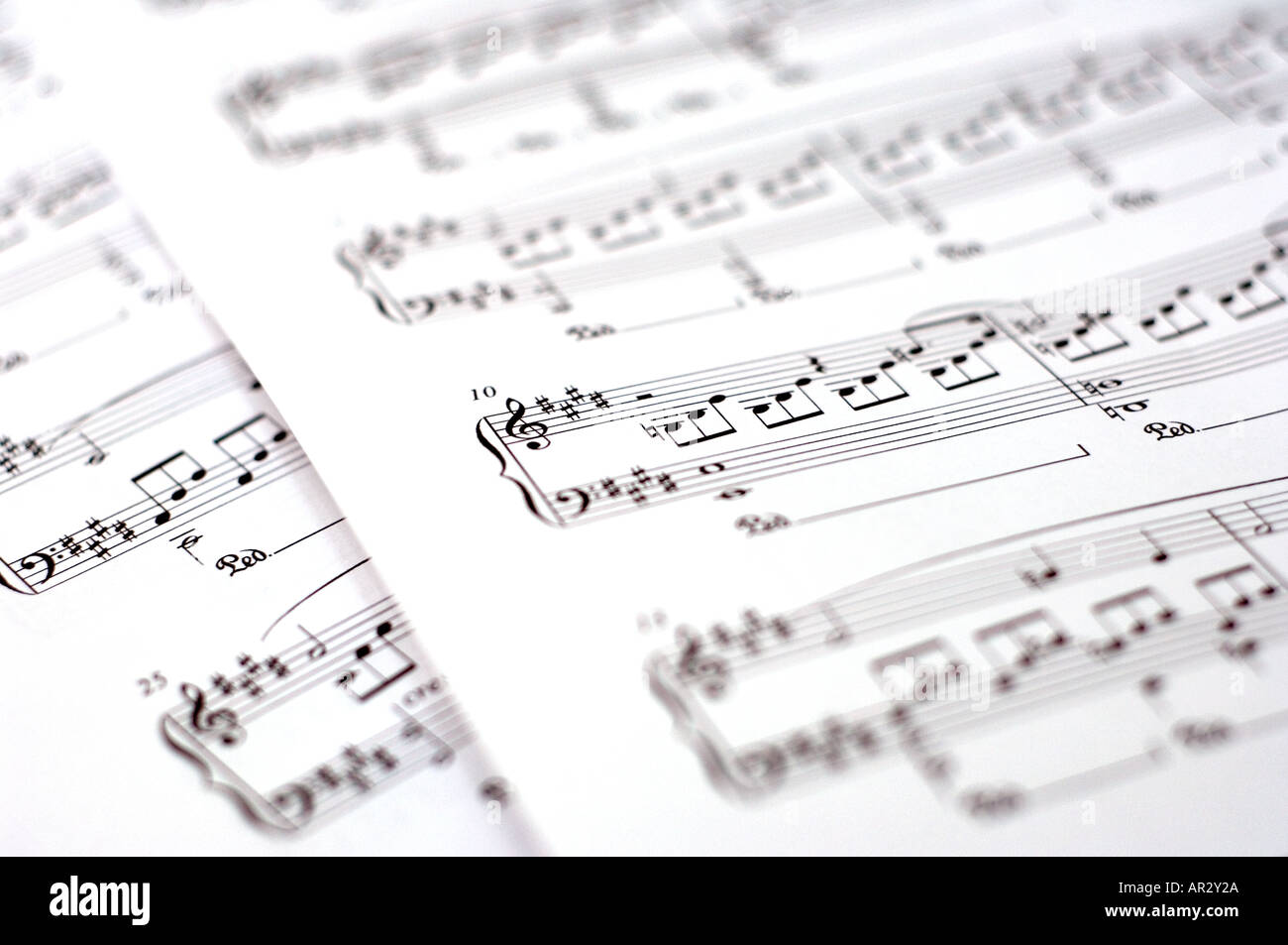 Feuille de pointage de la musique pour piano Banque D'Images