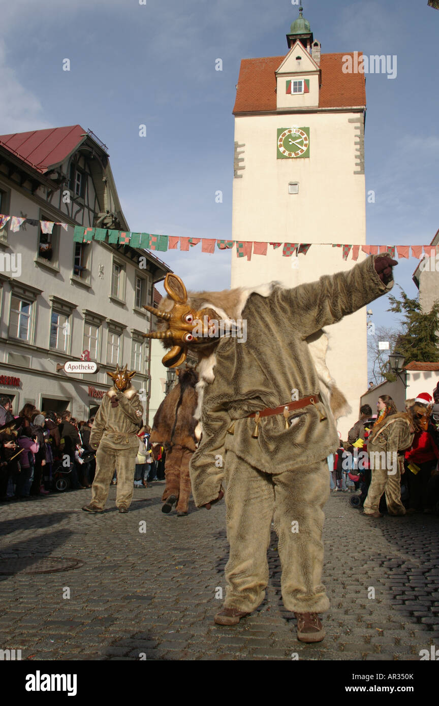 Carnaval alémanique Souabe en Allemagne du Sud d'Isny Schwäbisch Banque D'Images