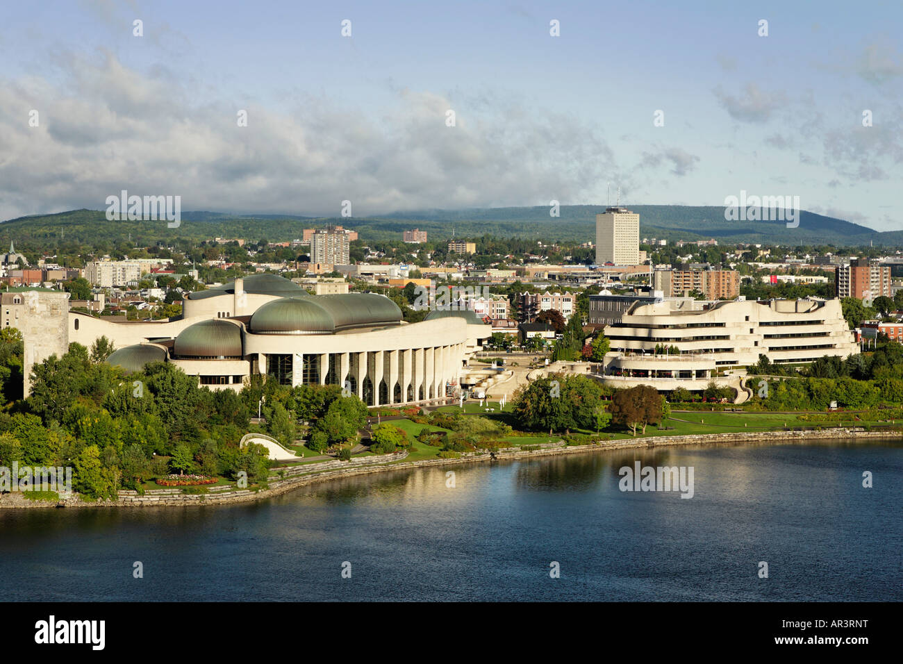 Vue depuis la colline du Parlement sur la rivière des Outaouais Gatineau Gatineau Québec en Québec Canada Banque D'Images