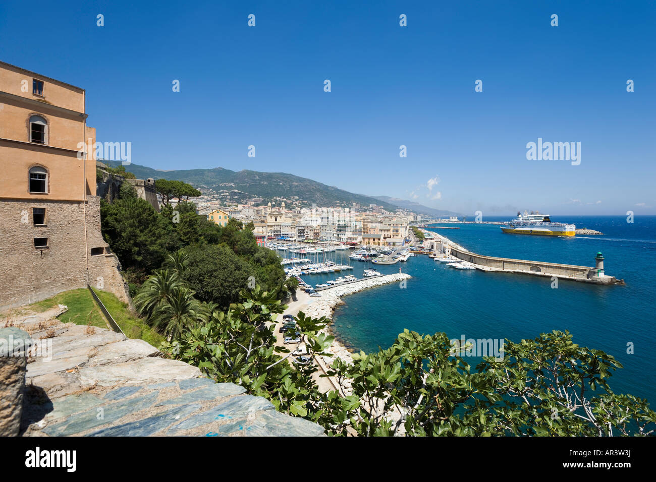 Vue sur le Vieux Port de la Citadelle, Terra Nova, Bastia, Corse, France Banque D'Images