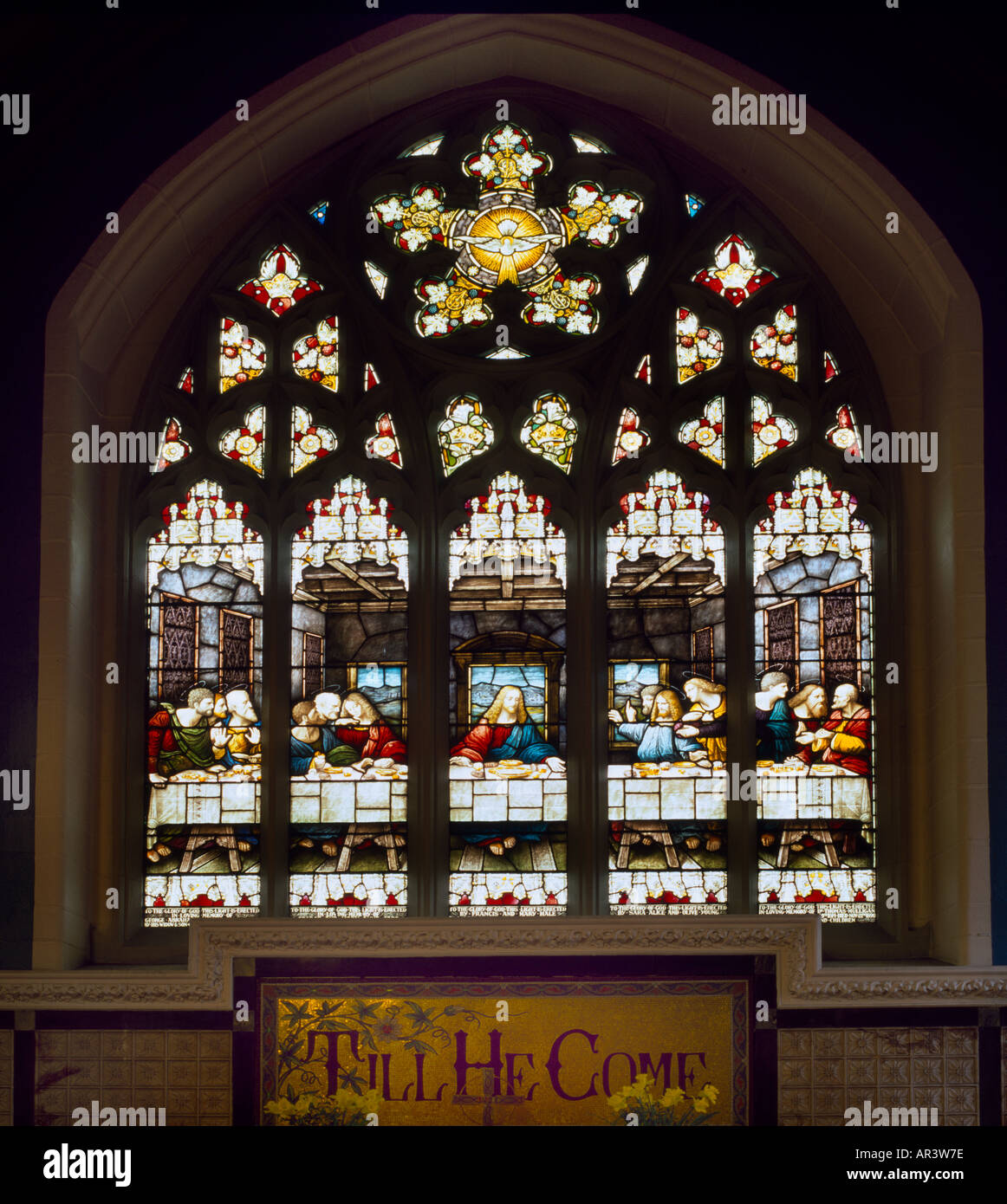 Bambridge Irlande du Vitrail Dernière Cène cathédrale protestante Banque D'Images