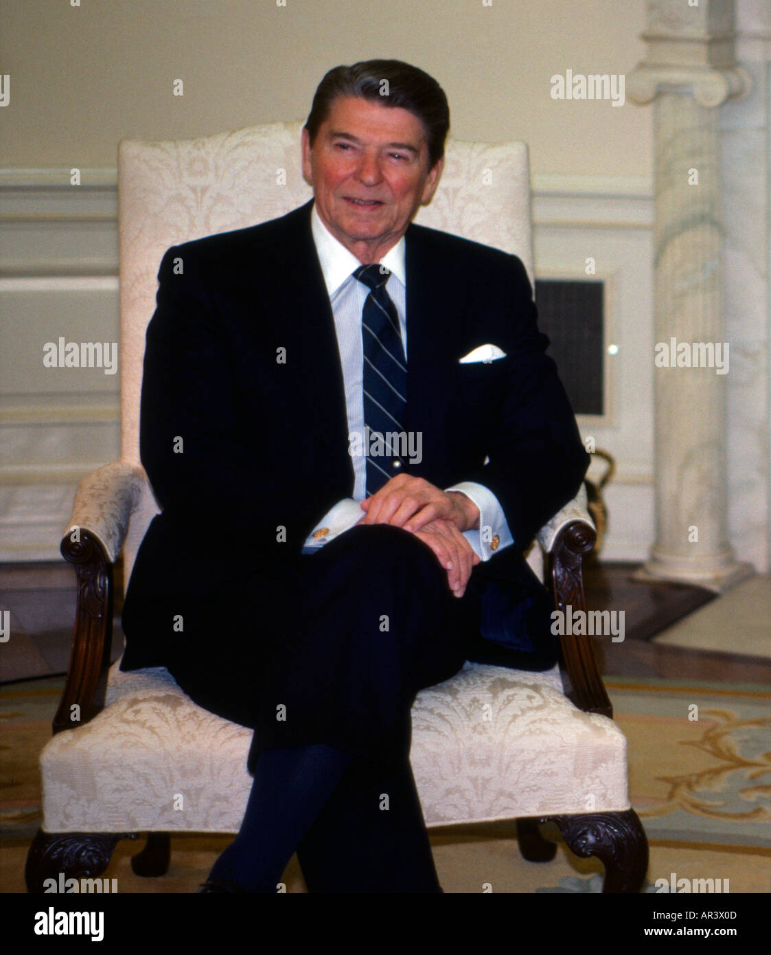 Washington DC USA Le président Ronald Reagan à la Maison Blanche Banque D'Images