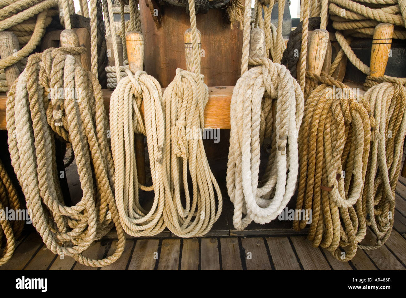 Lignes pour le HMS Surprise, 18e siècle, la frégate de la Marine royale (réplique), Musée maritime de San Diego, Californie Banque D'Images