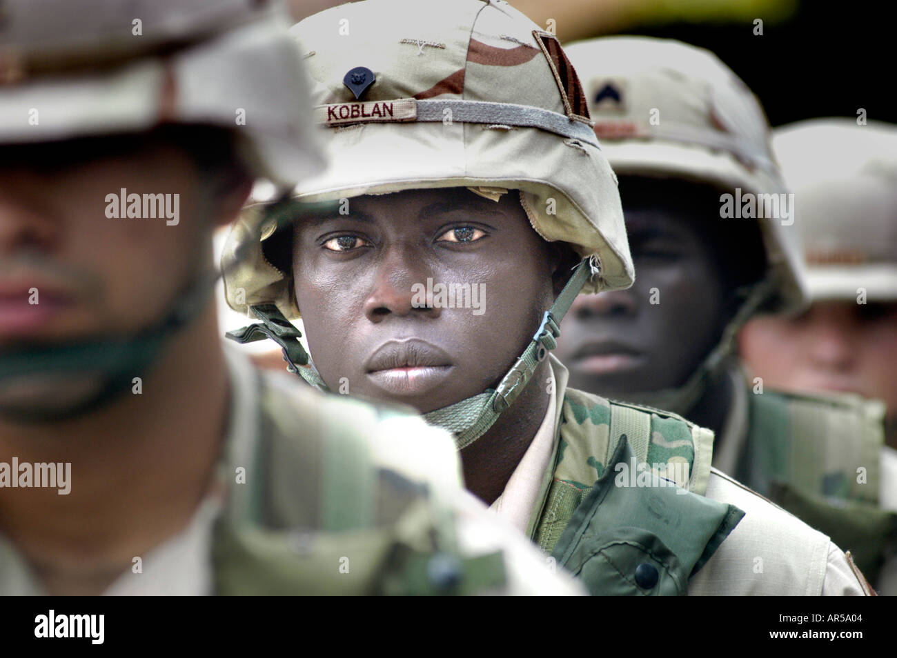 Face d'un soldat de l'armée américaine revenant de son service en Irak à Atlanta Georgia GA USA Banque D'Images