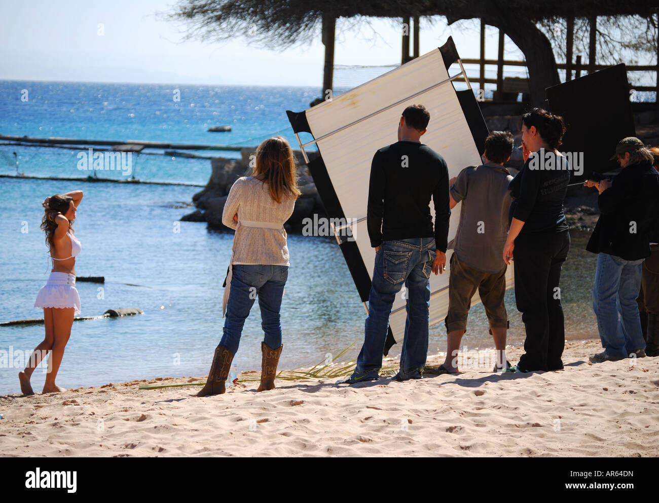 Photo modèle de tournage sur la plage, Eilat, South District, Israël Banque D'Images