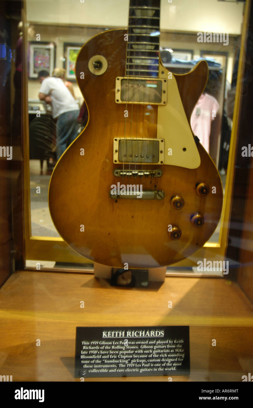 Keith Richards Gibson Les Paul guitare Hard Rock Café de Times Square New York USA Banque D'Images