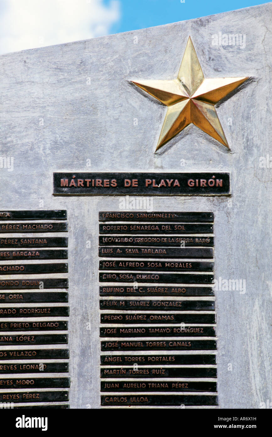 Monument aux martyrs de Playa Giron au cours de l'infortuné de l'invasion de la Baie des Cochons à Cuba en avril 1961 Banque D'Images