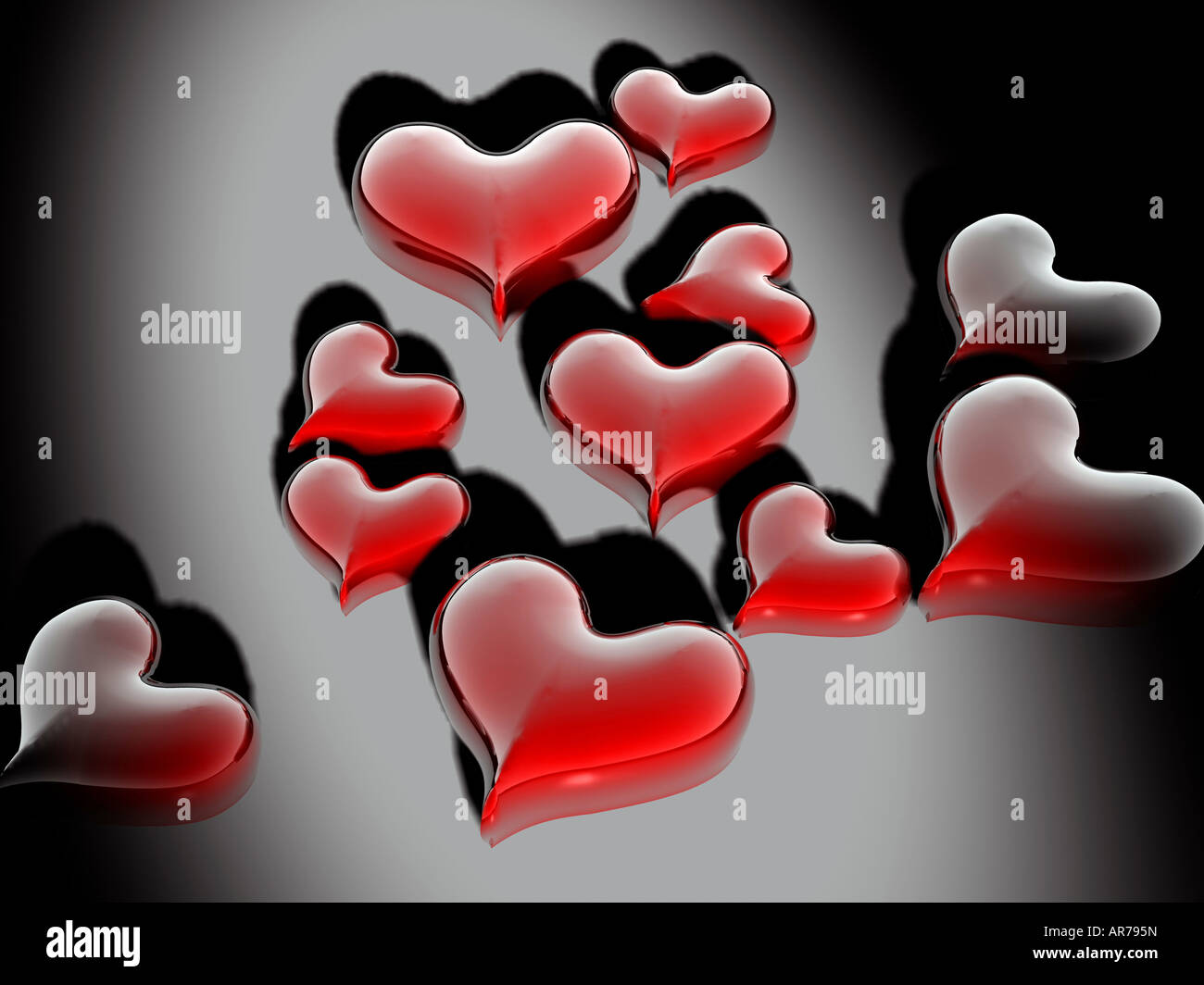 Carte Coeurs Valentines brillant lumineux Banque D'Images