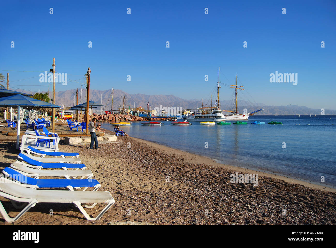 Promenade de la plage, North Beach, Eilat, Israël, District du Sud Banque D'Images