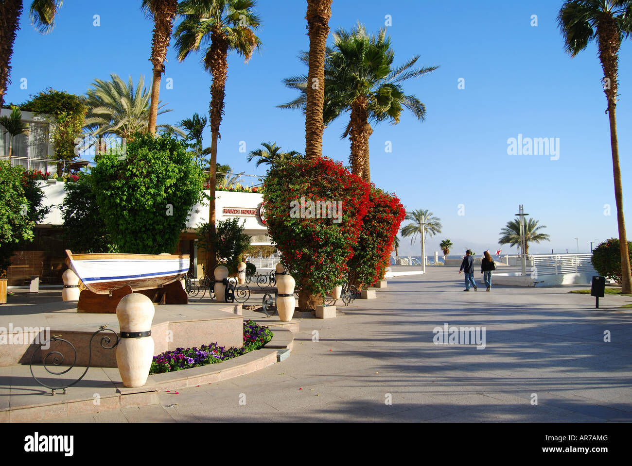 Promenade en front de mer, North Beach, Eilat, South District, Israël Banque D'Images
