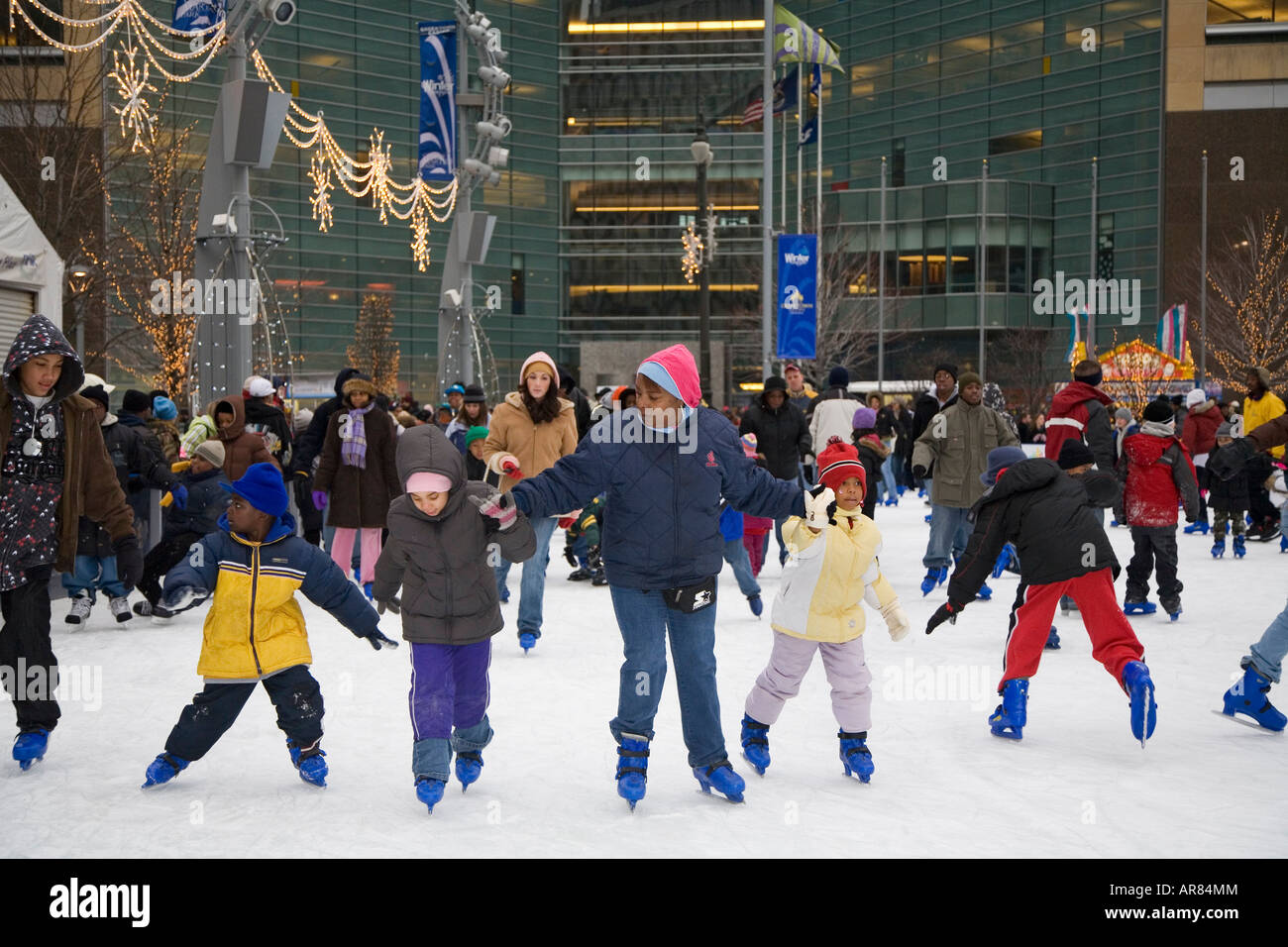 Patineurs à Détroit WinterBlast winter festival Banque D'Images