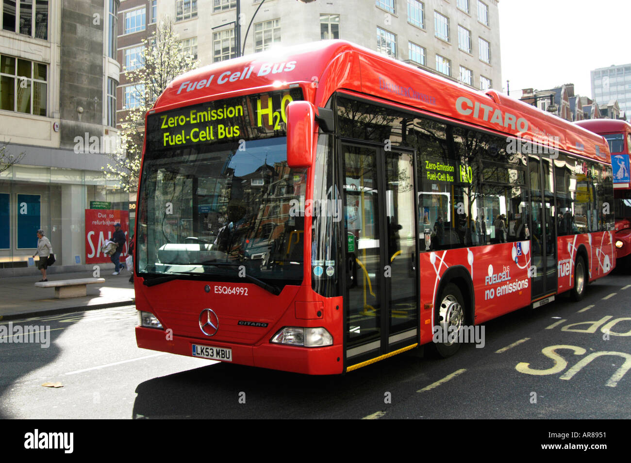 L'hydrogène zéro émission autobus à pile à combustible, London, England, UK Banque D'Images