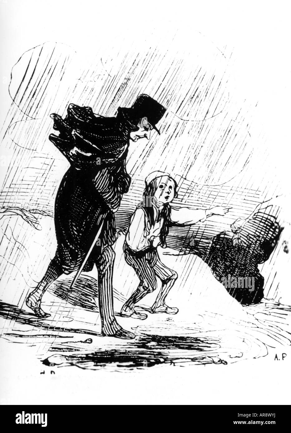 Médecine, médecins, 'The Country Doctor', dessin de Honore Daumier, 1840, , Banque D'Images