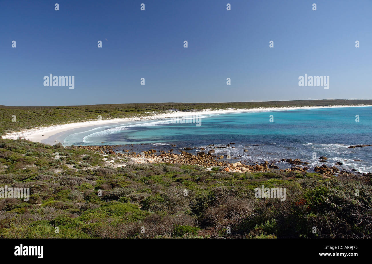 Belle matinée avec demi-lune du point Ann Fitzgerald River National Park et réserve de biosphère de l'ouest de l'Australie Banque D'Images