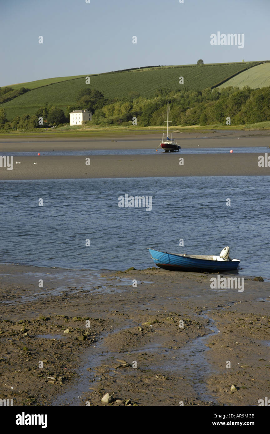 Les amarres à St Dogmaels sur la rivière Teifi West Wales Banque D'Images