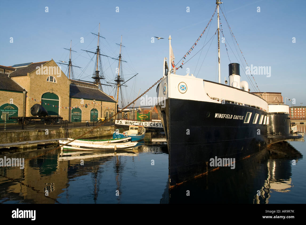 Le bateau à aubes et Château Wingfield le Hartlepool museum Banque D'Images