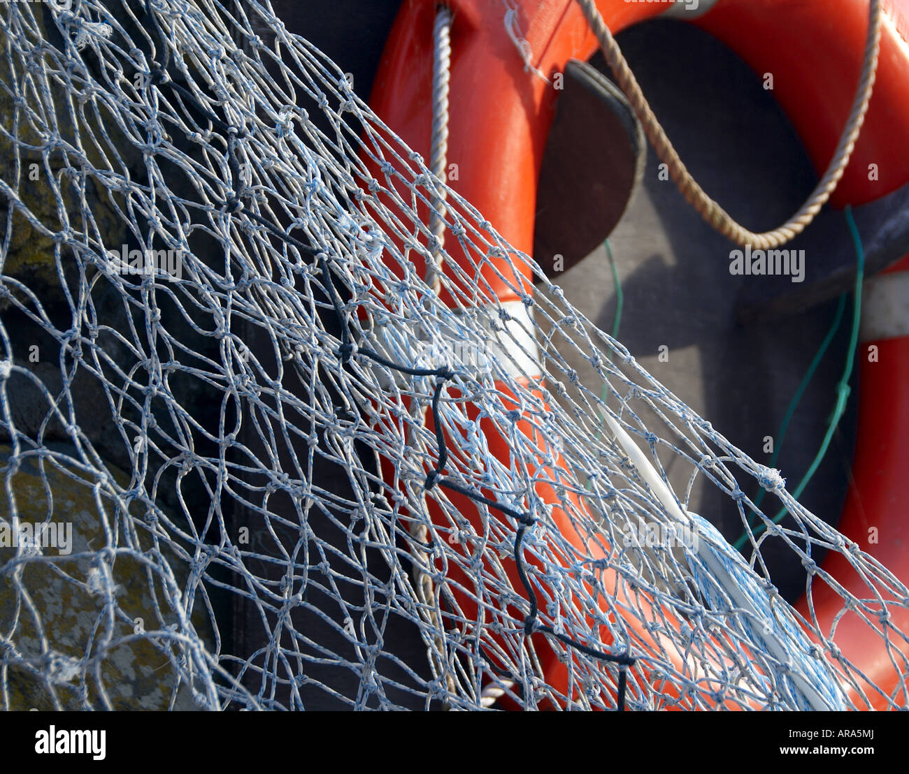 Filet de pêche au port de Clovelly Devon UK Banque D'Images