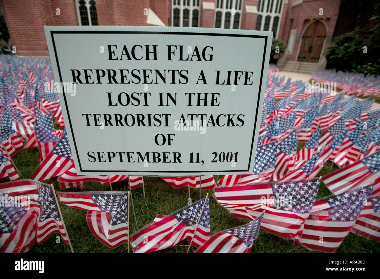 Se souvenant des drapeaux américains le 11 septembre Banque D'Images
