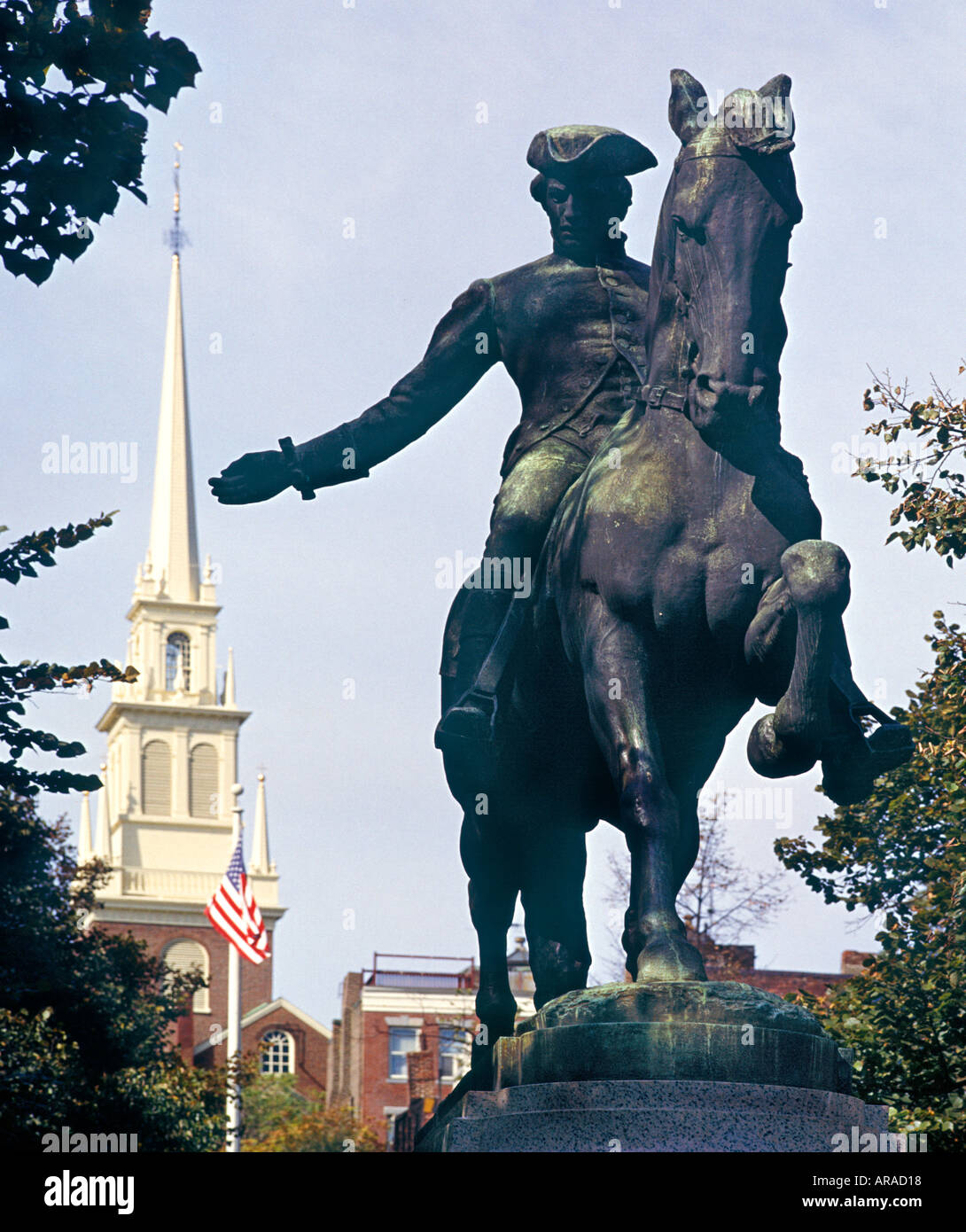 Statue de Paul Revere dans Boston Massachusetts USA Banque D'Images