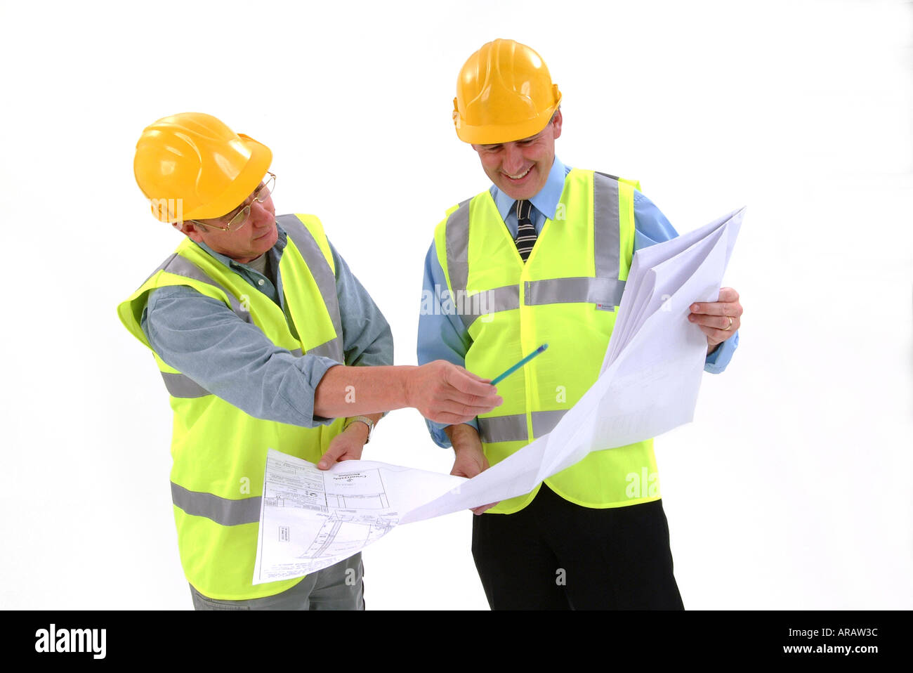Les plans de construction workers Banque D'Images