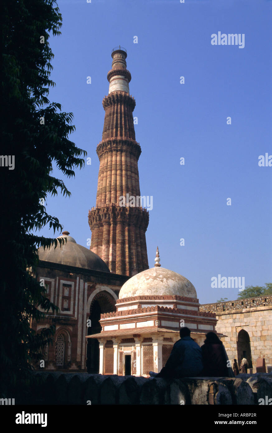 Qutb Minar, vers 1200, Delhi, Inde, Asie Banque D'Images