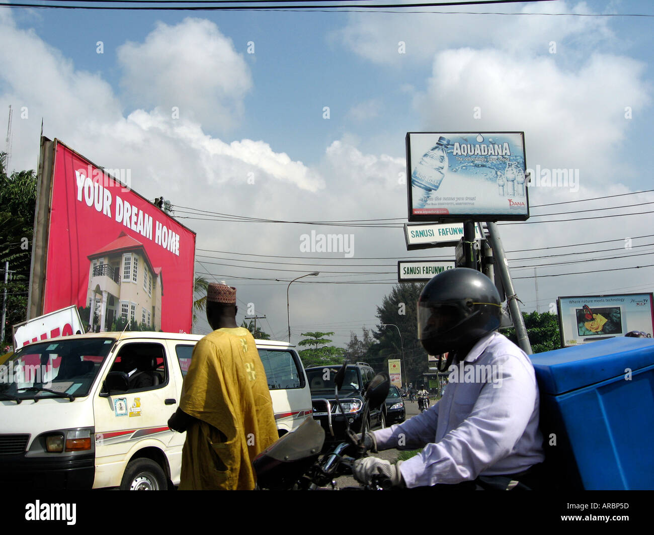 Scène de rue, Victoria Island, Lagos, Nigeria Banque D'Images