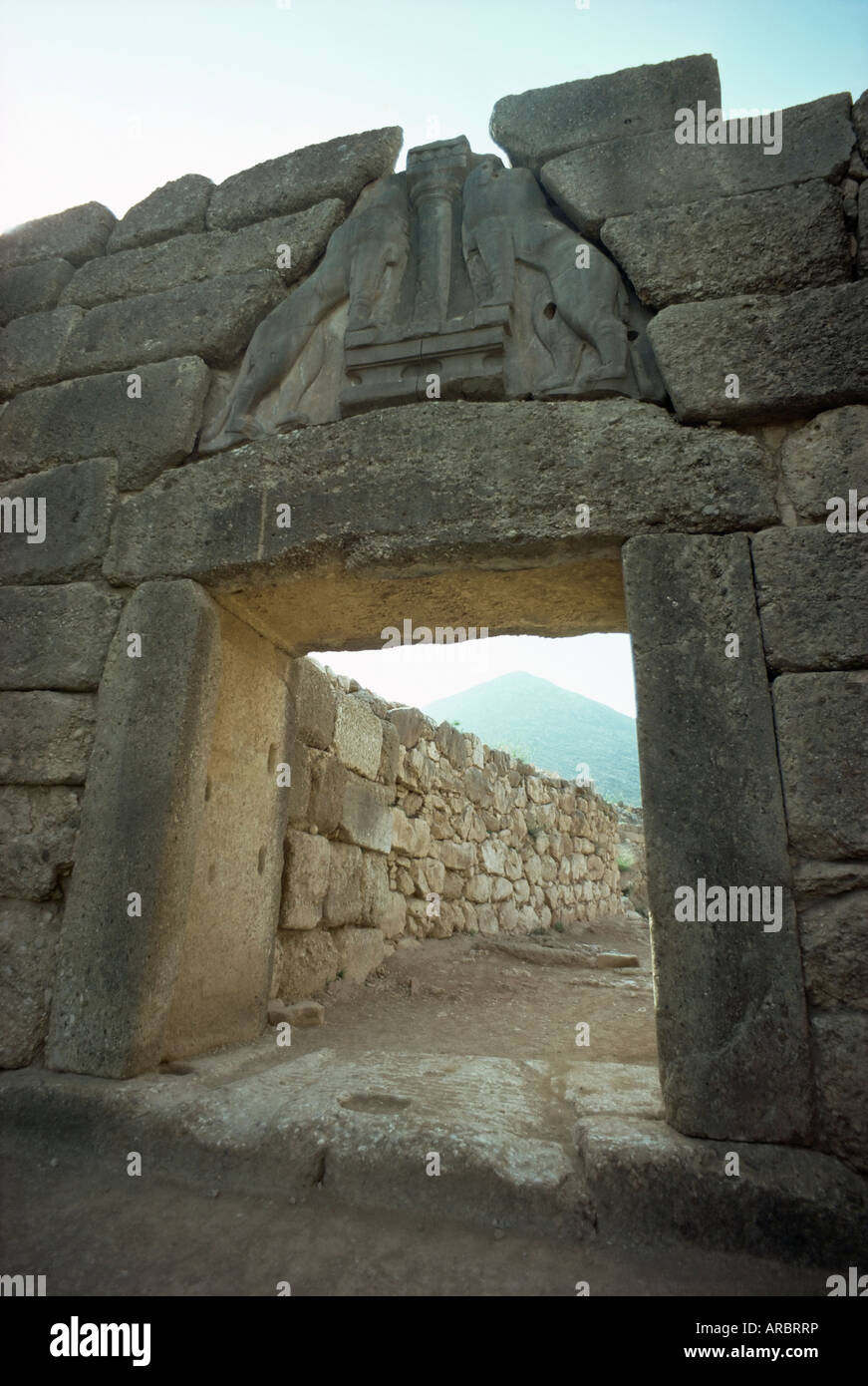 Lion Gate, Mycènes, Site du patrimoine mondial de l'UNESCO, la Grèce, l'Europe Banque D'Images