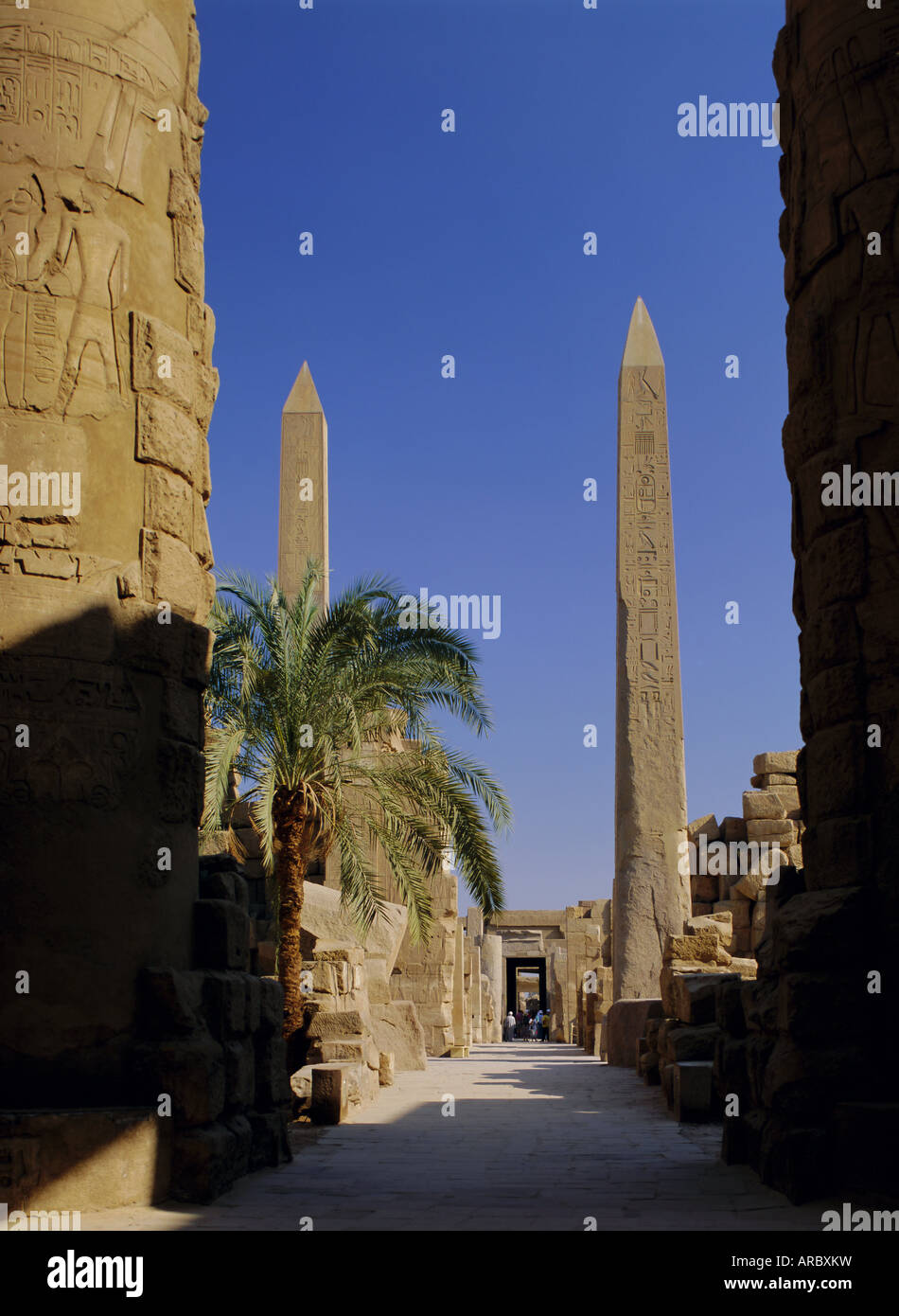 Les obélisques d'Hatchepsout, Temple de Karnak, UNESCO World Heritage Site, près de Louxor, Thèbes, Egypte, Afrique du Nord, Afrique Banque D'Images