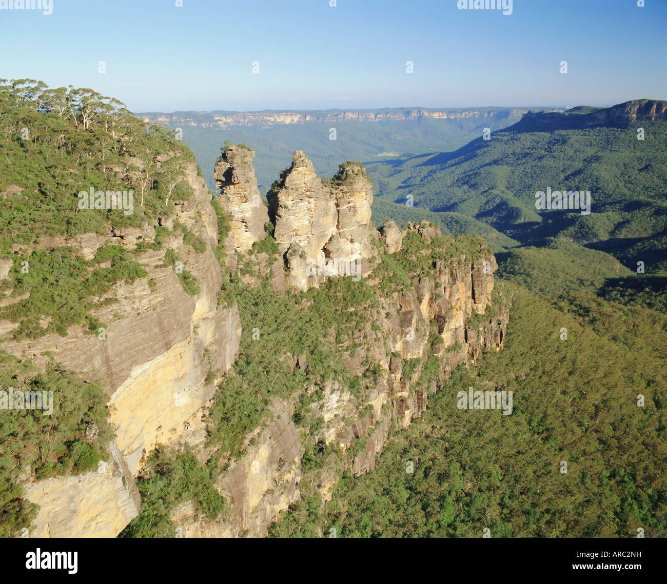 Les trois soeurs de Echo Point, Katoomba, Blue Mountains, New South Wales, Australie Banque D'Images