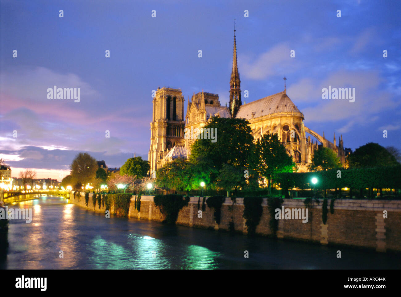 La cathédrale Notre-Dame et la Seine, Paris, France, Europe Banque D'Images