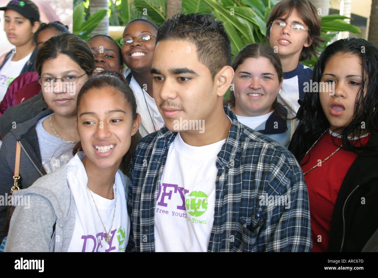 Miami Florida,Parrot Jungle,oiseaux,plumes,vol,Drug Free Youth in Town,DFYIT club,anti addiction organisation à but non lucratif,Drug Free Festival,festival Banque D'Images