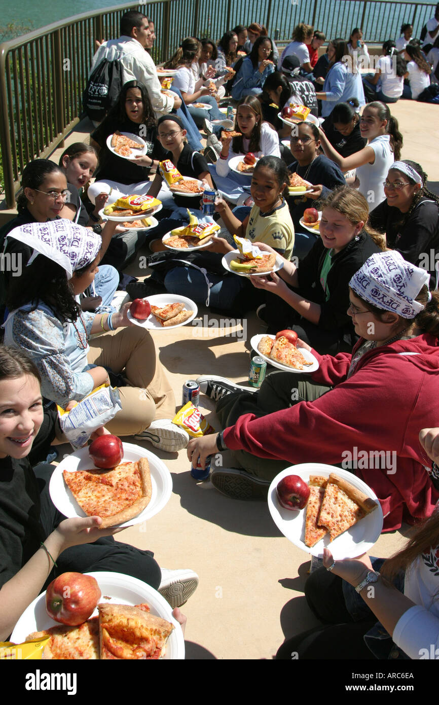 Miami Florida,Parrot Jungle,oiseaux,plumes,vol,Drug Free Youth in Town,DFYIT club,anti addiction organisation à but non lucratif,Drug Free Festival,festival Banque D'Images