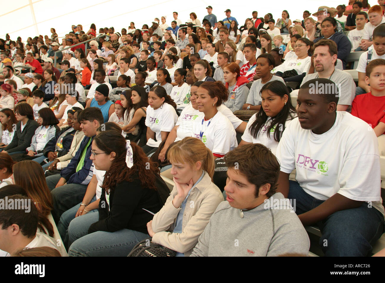 Miami Florida,Parrot Jungle,oiseaux,plumes,vol,Drug Free Youth in Town,DFYIT club,anti addiction organisation à but non lucratif,Drug Free Festival,festival Banque D'Images