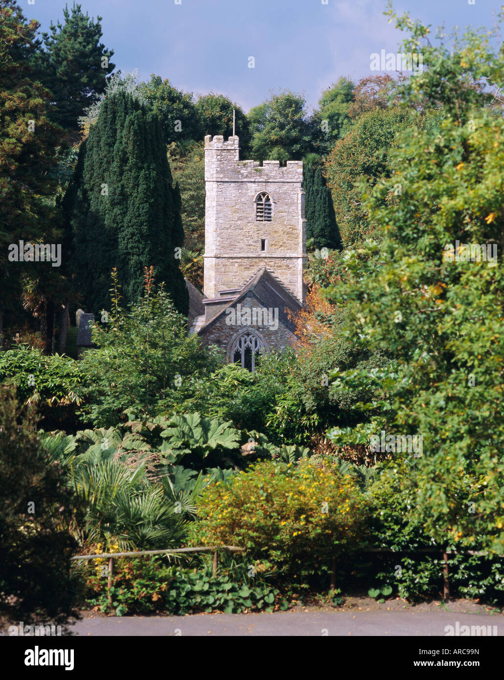 Église, St Just à Roseland, Cornwall, England, UK Banque D'Images