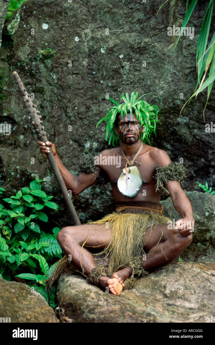 Pacific Harbour warrior on guard, Viti Levu, Fidji, Îles du Pacifique, Pacifique Banque D'Images