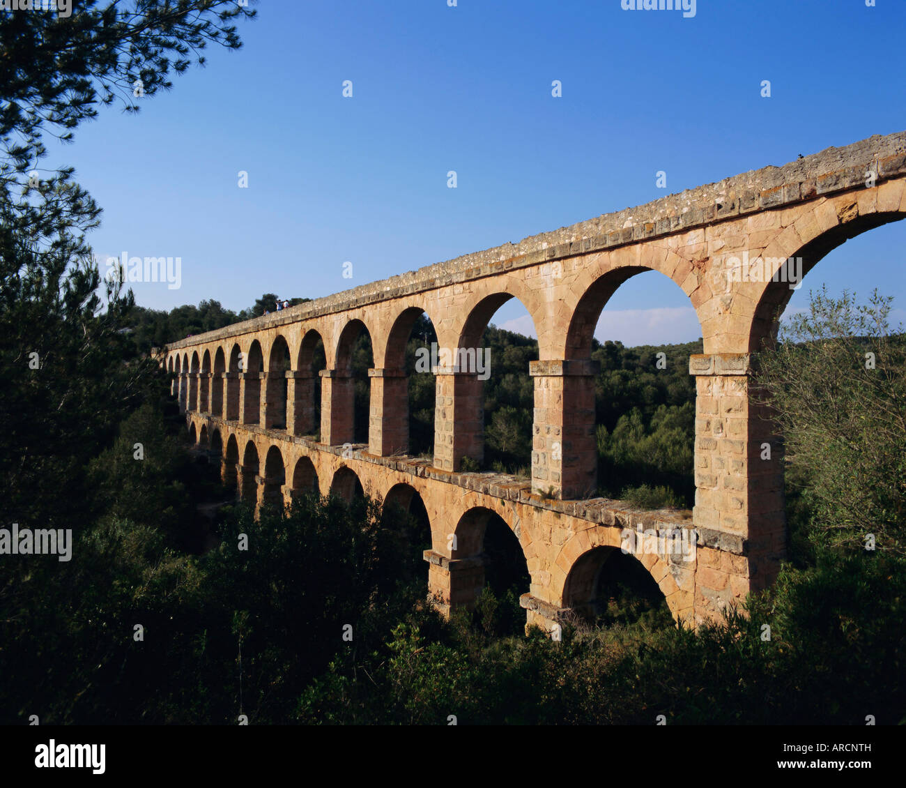 Aqueduc romain, Tarragona, Costa Dorada, Catalogne, Espagne Banque D'Images