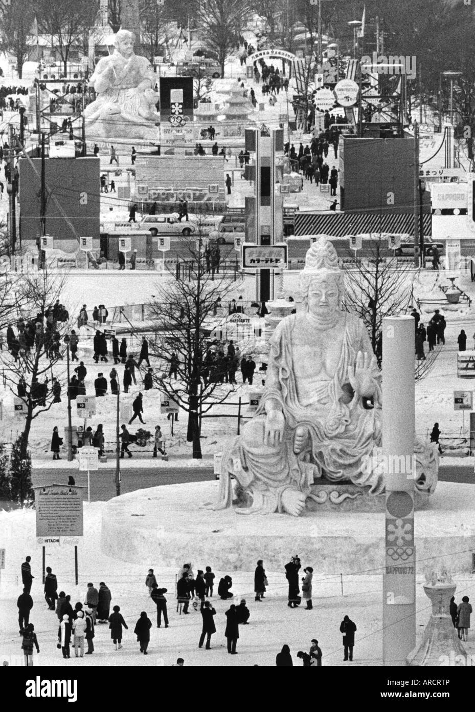 Géographie / voyage, Japon, Sapporo, festival de neige, bouddha de neige, vers les années 1970, historique, historique, Asie, XXe siècle, les gens, Banque D'Images