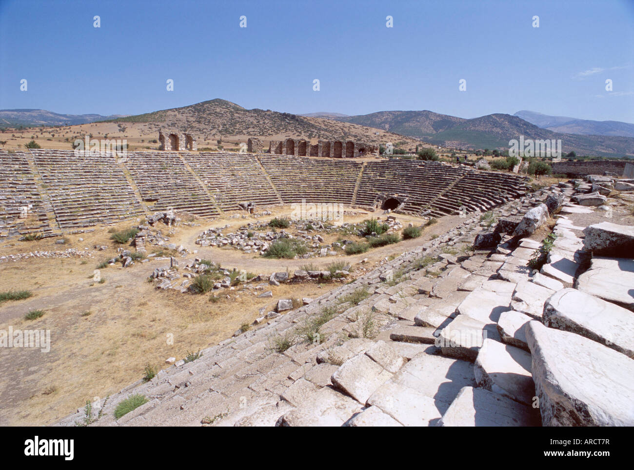 Le Stade Romain, le plus grand et le mieux préservé stadium dans le monde, site archéologique, Aphrodisias, Anatolie, Turquie Minor Banque D'Images