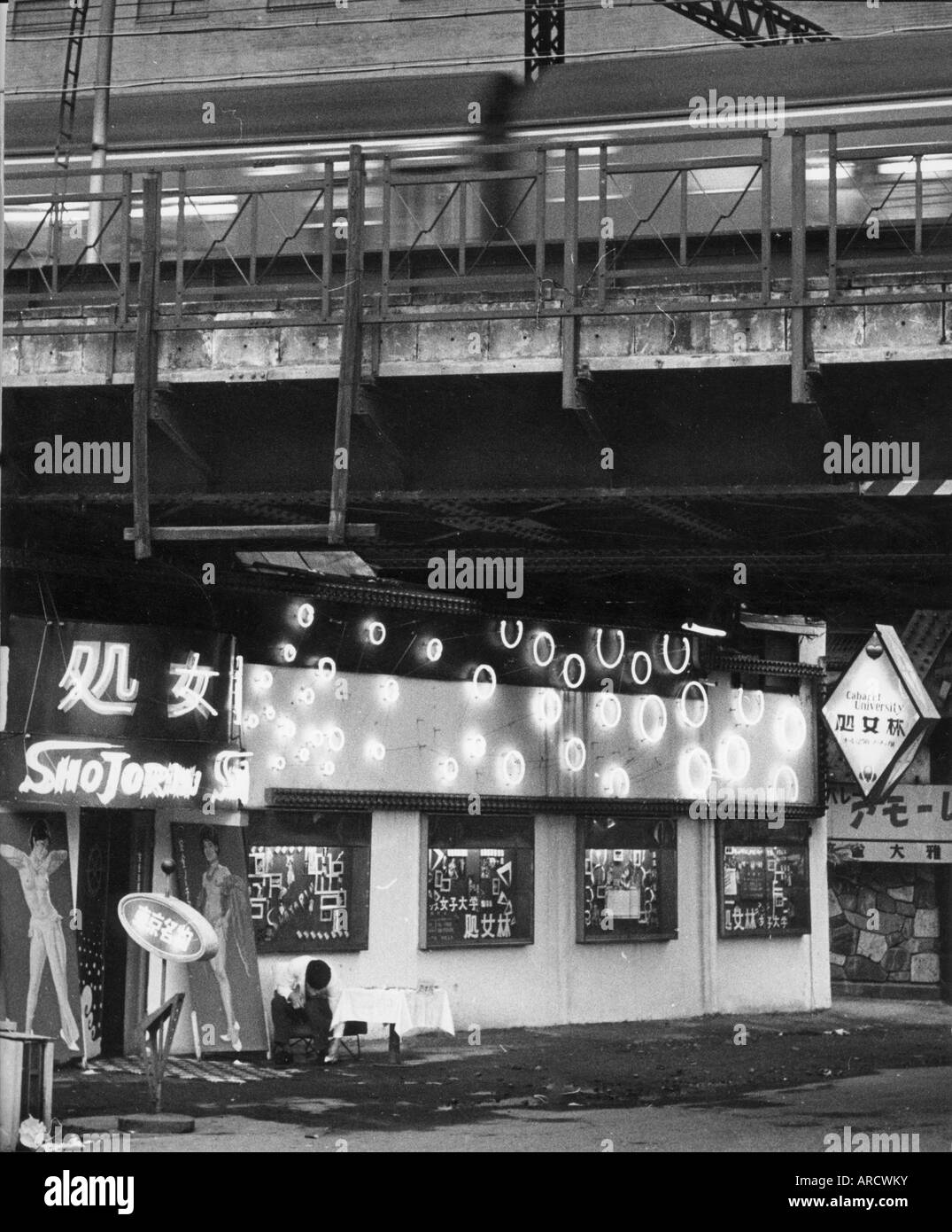 Géographie / voyage, Japon, Tokyo, scènes de rue, taverne sous pont ferroviaire, années 60, Banque D'Images