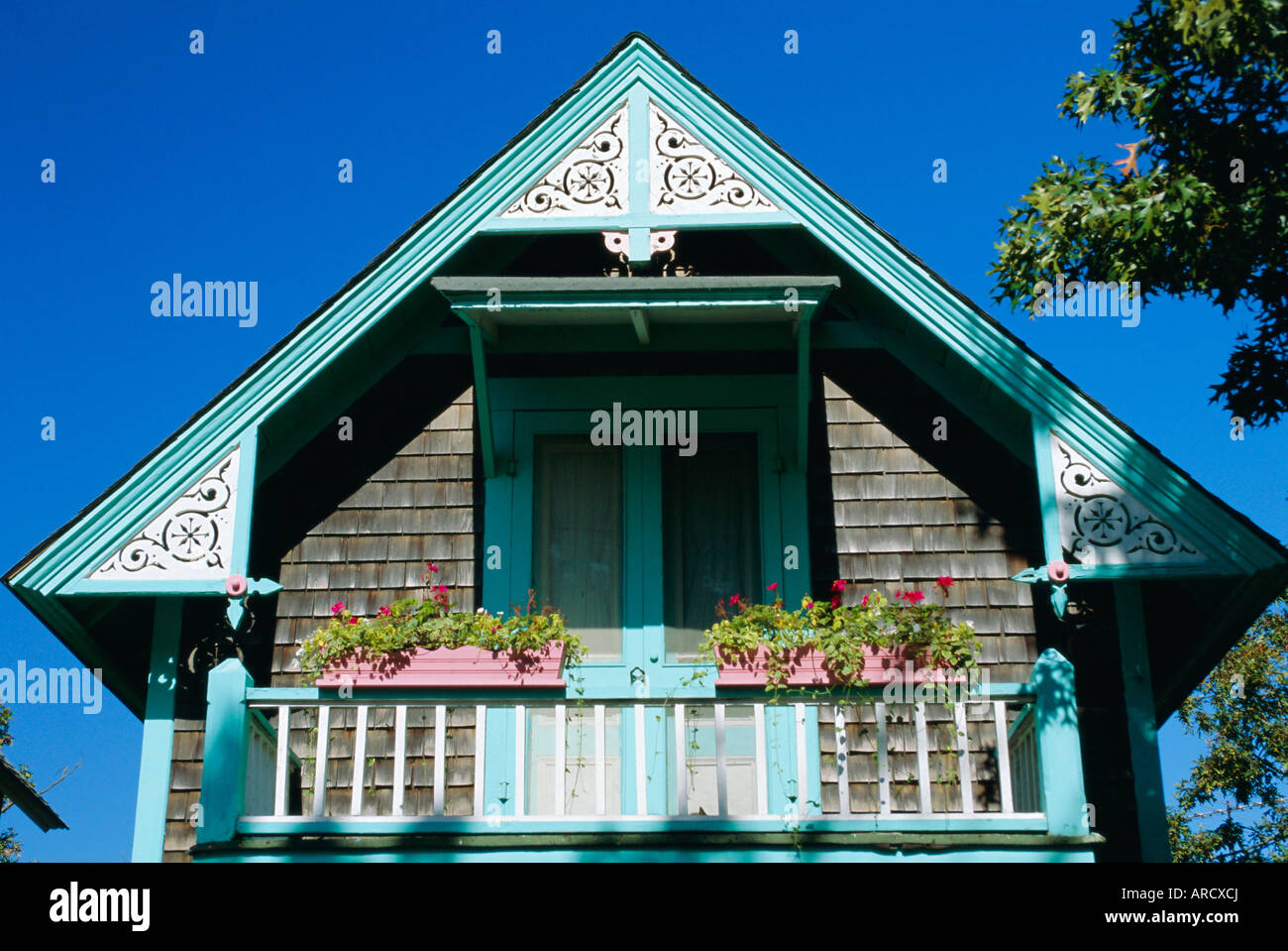 Cottage City, 19e c. cottage, Oak Bluffs, Martha's Vineyard, Cape Cod, Massachusetts, USA Banque D'Images