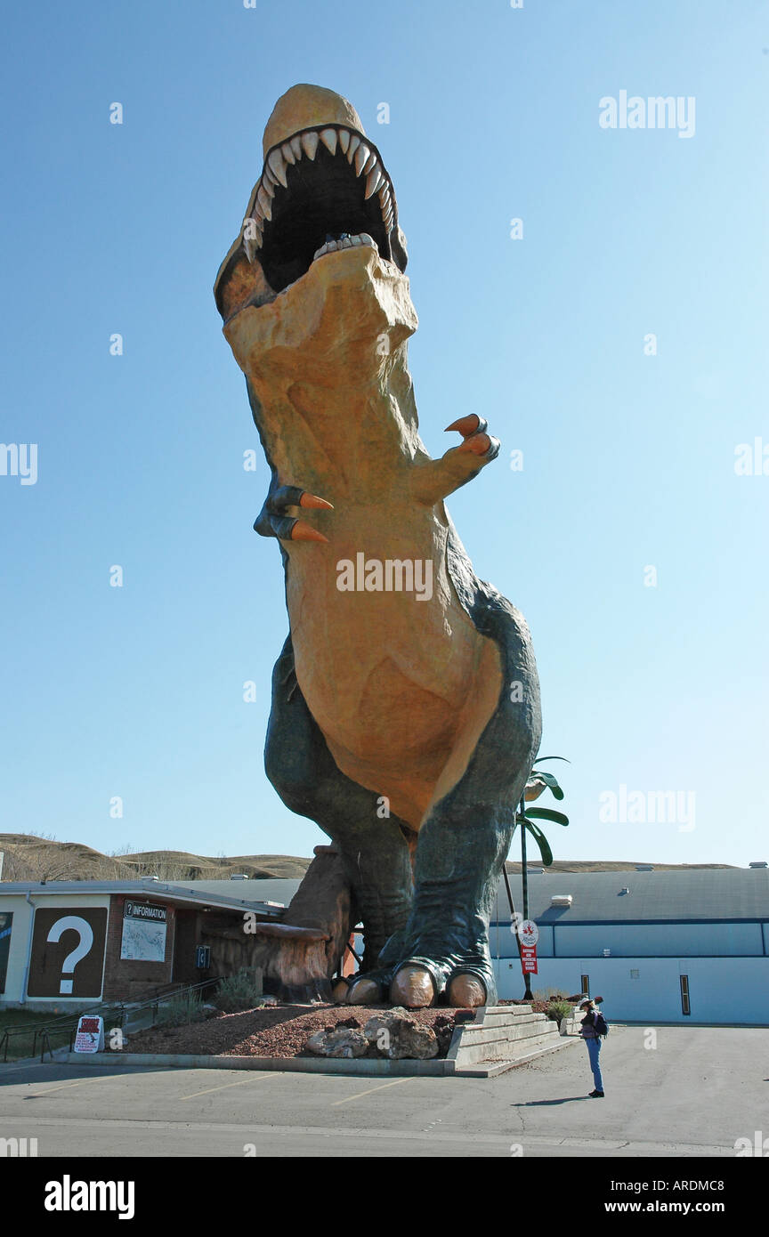 Le plus vaste dinosuar est réplique à Drumheller redoutablement Alberta Canada Banque D'Images